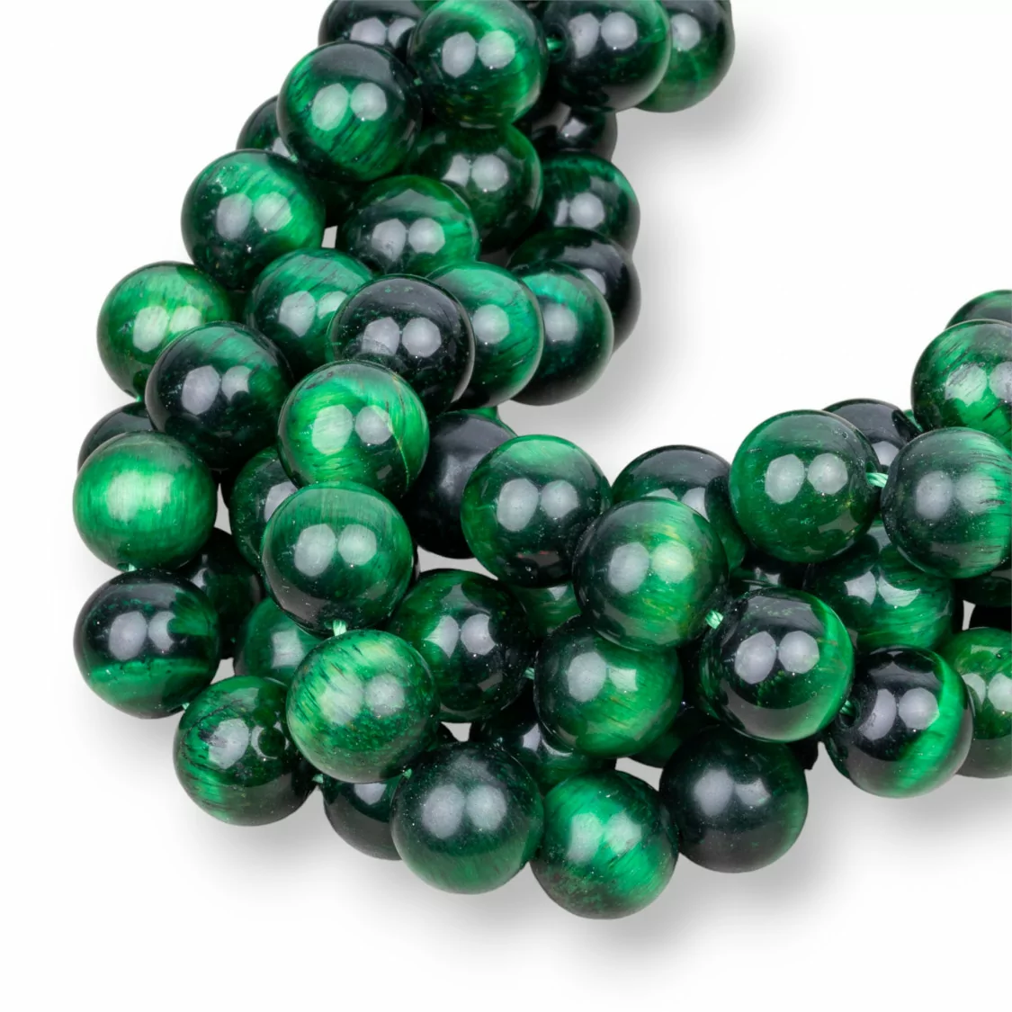 Occhio Di Tigre Verde Smeraldo Tondo Liscio 12mm-OCCHIO DI TIGRE SMERALDO | Worldofjewel.com