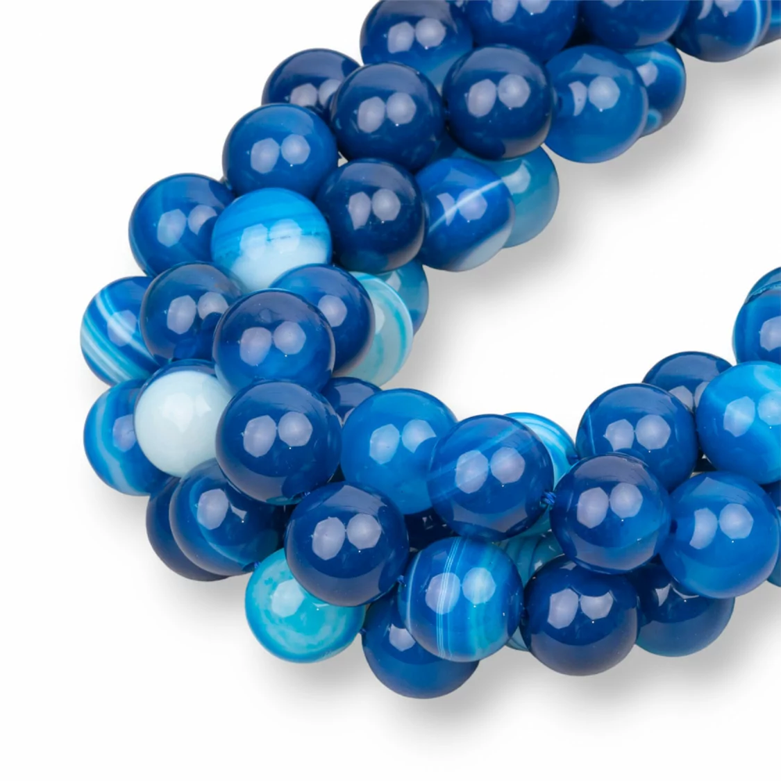 Agata Blu Intenso Striata Tondo Liscio 18mm-AGATA BLU | Worldofjewel.com