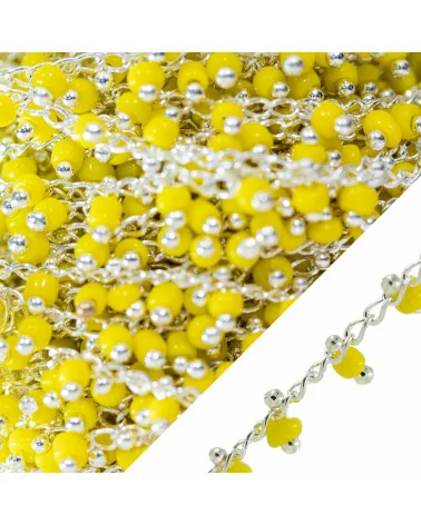 Catena Rosario Di Ottone Con Cristalli Conteria da 3mm 10 Metri Argentato Giallo-CATENE ROSARIO PERLINE | Worldofjewel.com