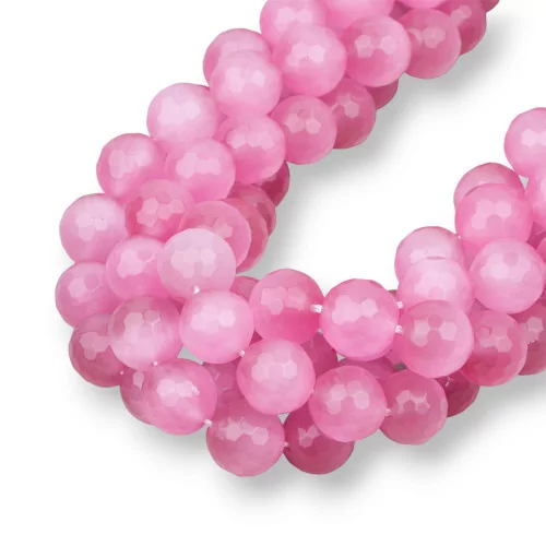 Occhio Di Gatto Rosa Perlina Tonda Sfaccettata 16mm-ROSA | Worldofjewel.com