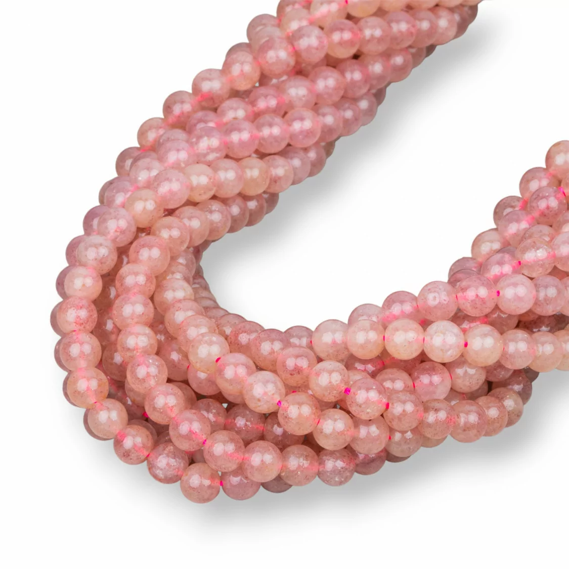 Strawberry Quartz - Quarzo Fragola Chiaro Tondo Liscio 6mm-QUARZO FRAGOLA | Worldofjewel.com