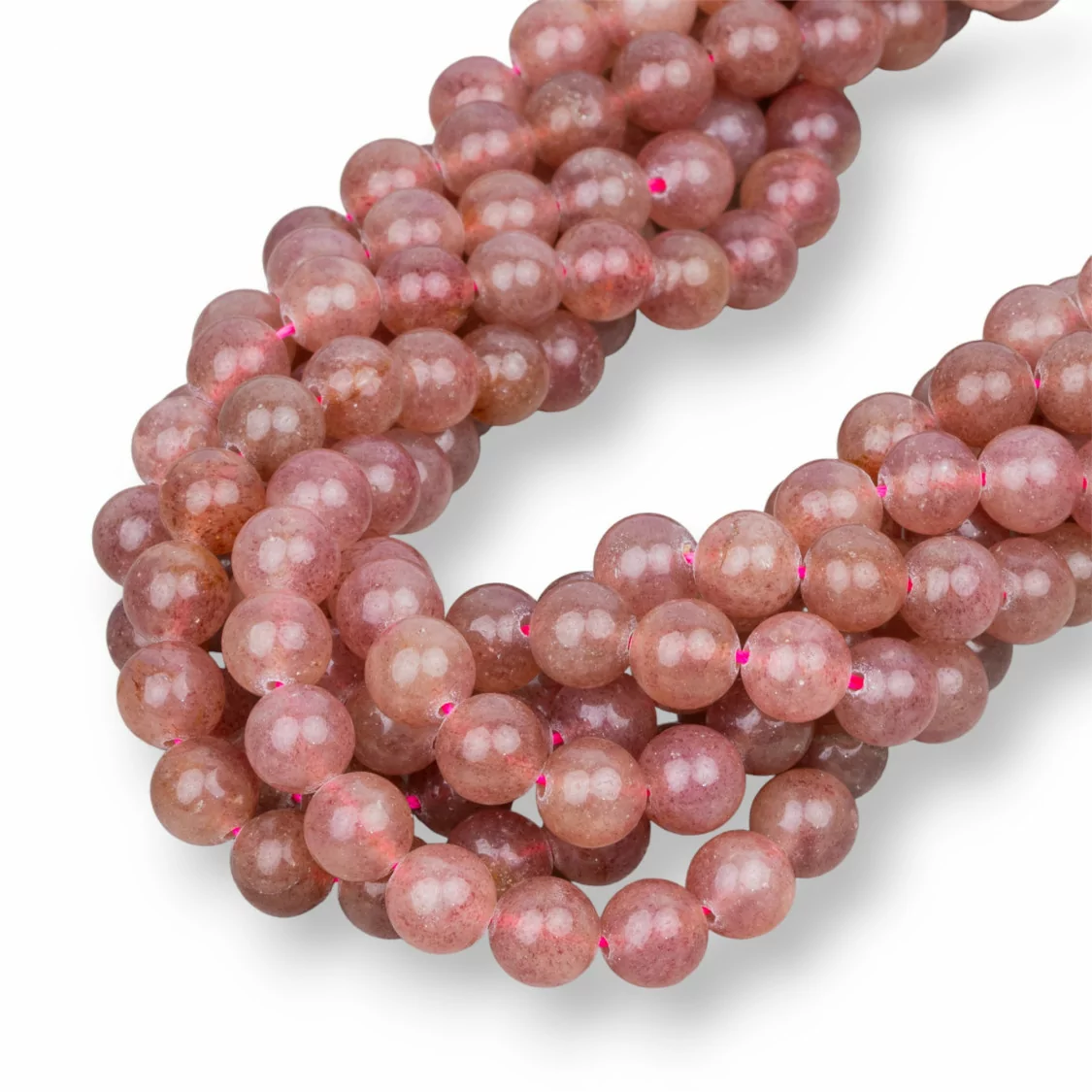 Strawberry Quartz - Quarzo Fragola Chiaro Tondo Liscio 8mm-QUARZO FRAGOLA | Worldofjewel.com