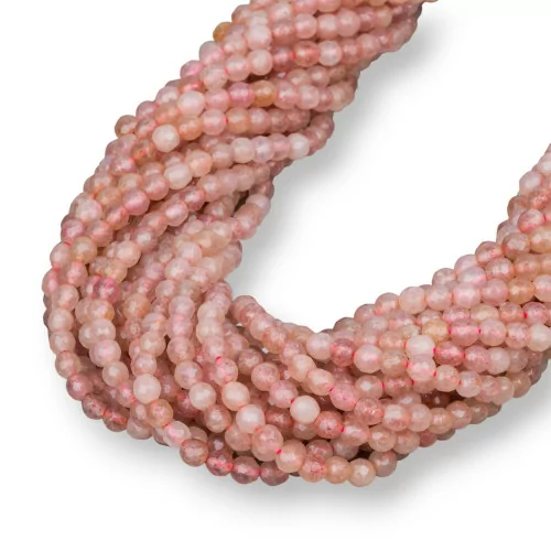 Strawberry Quartz - Quarzo Fragola Chiaro Perlina Tonda Sfaccettata 4mm-QUARZO FRAGOLA | Worldofjewel.com