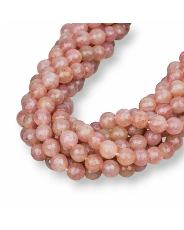 Strawberry Quartz - Quarzo Fragola Chiaro Perlina Tonda Sfaccettata 8mm-QUARZO FRAGOLA | Worldofjewel.com