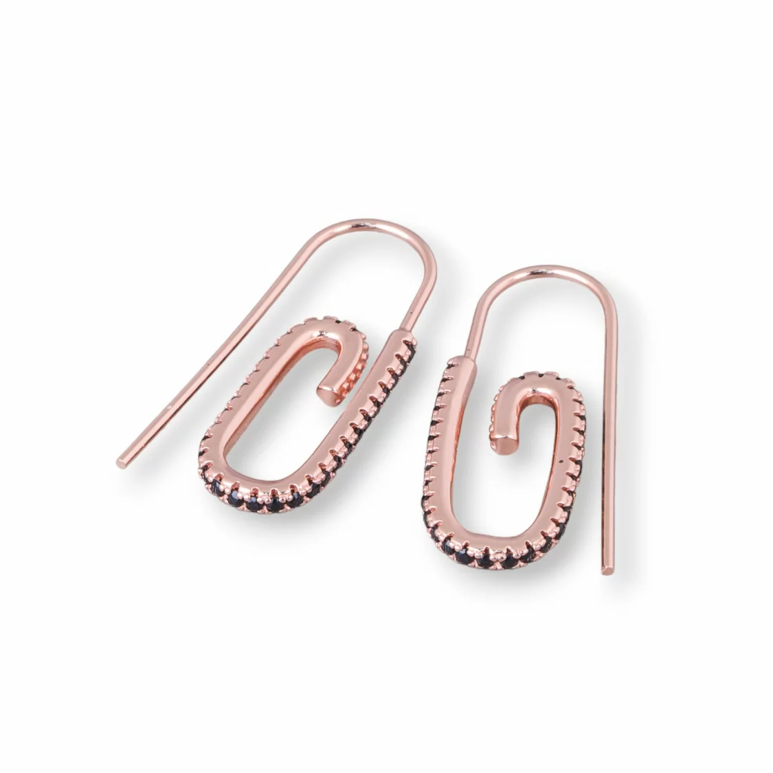 Orecchini Monachella Di Argento 925 Con Zirconi Micropave' 12x28mm 2 Paia Oro Rosa Nero-ARGENTO 925 DESIGN ITALY | Worldofjewel.com