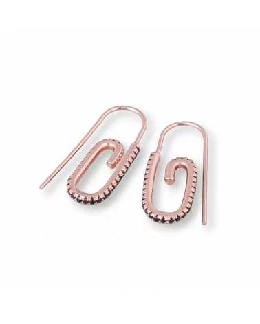 Orecchini Monachella Di Argento 925 Con Zirconi Micropave' 12x28mm 2 Paia Oro Rosa Nero-ARGENTO 925 DESIGN ITALY | Worldofjewel.com