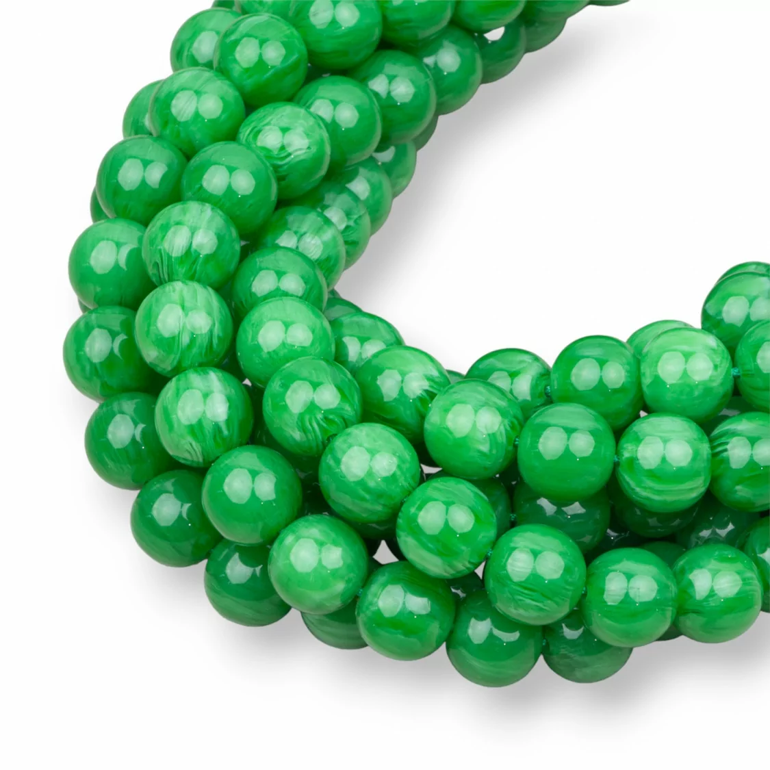 Resina Imitazione Di Giada Birmana Verde Tondo Liscio 10mm-RESINA VERDE | Worldofjewel.com