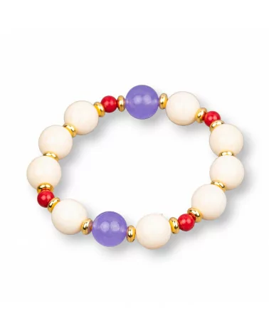 Bracciali Elasticizzato Di Pietre Dure Resina E Ottone Giada Viola-BRACCIALI DI PIETRE DURE | Worldofjewel.com