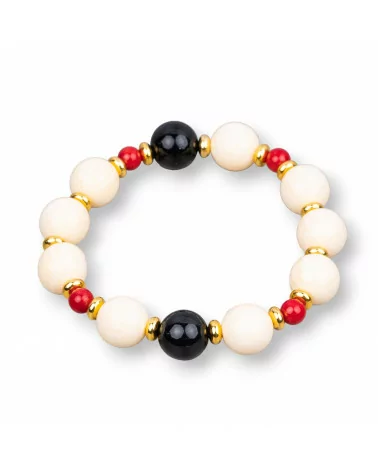 Bracciali Elasticizzato Di Pietre Dure Resina E Ottone Onice-BRACCIALI DI PIETRE DURE | Worldofjewel.com