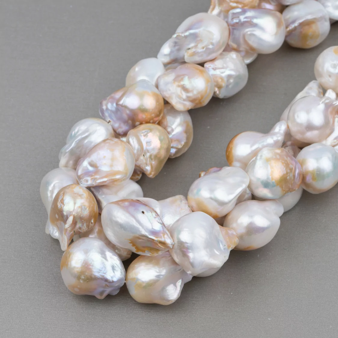 Perle Di Fiume Barocche A Goccia (ALJ) 120-130gr Bianco E Bronzo-PERLE BAROCCHE | Worldofjewel.com