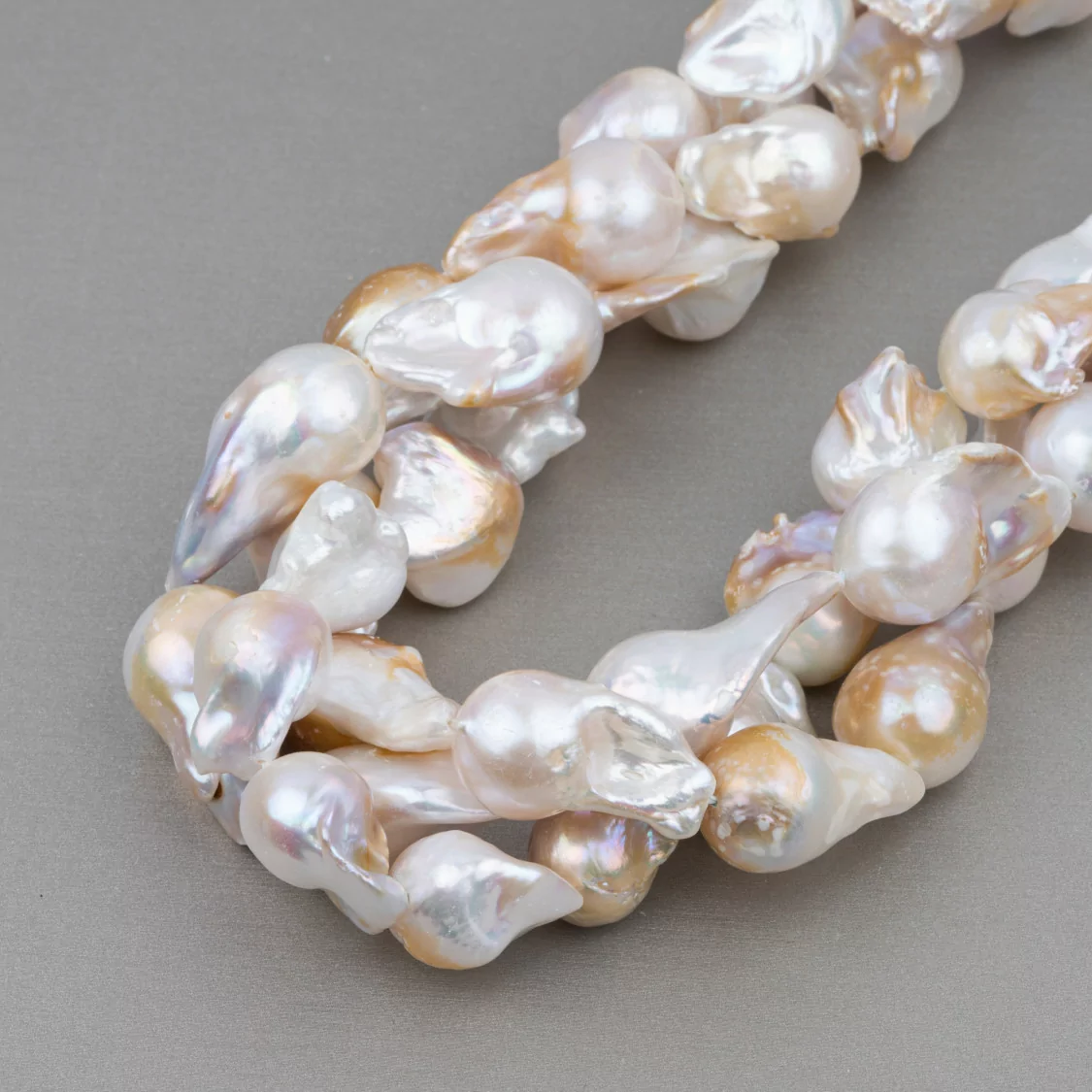 Perle Di Fiume Barocche A Goccia (ALJ) 90-100gr Bianco E Bronzo-PERLE BAROCCHE | Worldofjewel.com