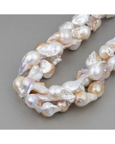 Perle Di Fiume Barocche A Goccia (ALJ) 90-100gr Bianco E Bronzo-PERLE BAROCCHE | Worldofjewel.com