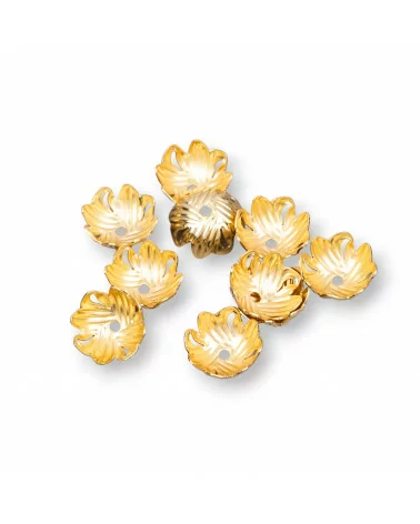 Coppette Di Acciaio 316 Fiore Forato 10mm H4mm 40gr Placcato Oro 160pz-COPPETTE FORATE | Worldofjewel.com