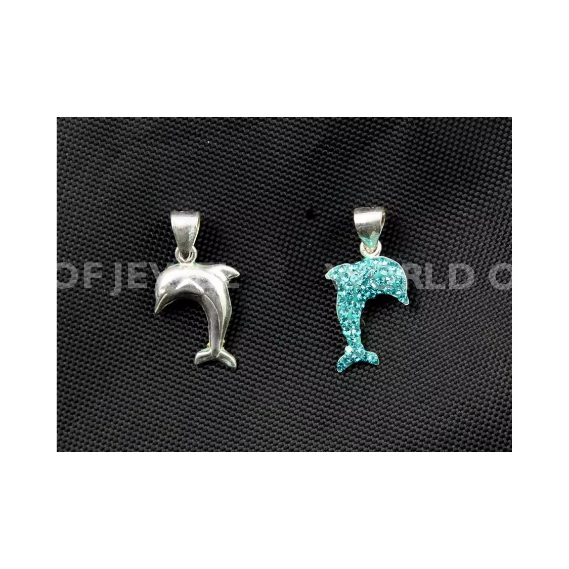 Ciondoli Di Argento 925 E Ceramica Con Strass Delfino 12x25mm - 1pz - Azzurro-ARGENTO 925 DESIGN ITALY | Worldofjewel.com