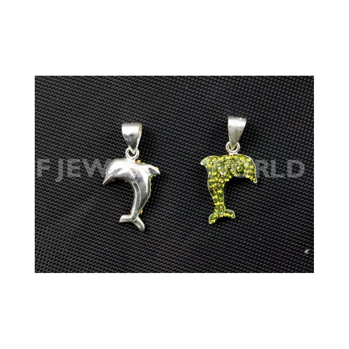 Ciondoli Di Argento 925 E Ceramica Con Strass Delfino 12x25mm - 1pz - Verde-ARGENTO 925 DESIGN ITALY | Worldofjewel.com