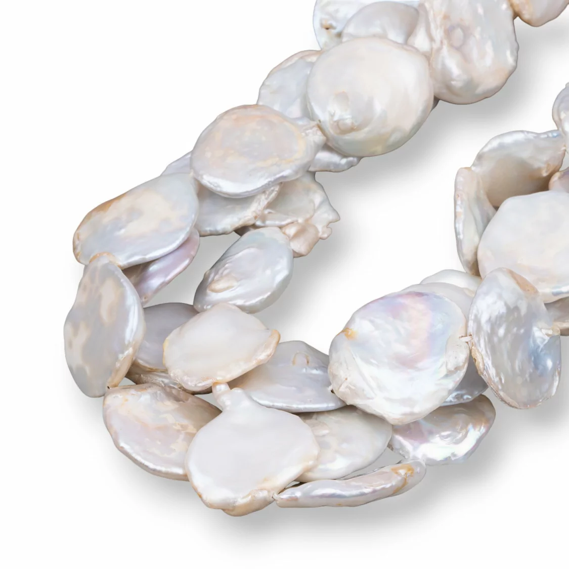 Perle Di Fiume Barocche Tonde Piatte Bianco (AEJ) 50-60gr-PERLE SCARAMAZZE PIATTE | Worldofjewel.com