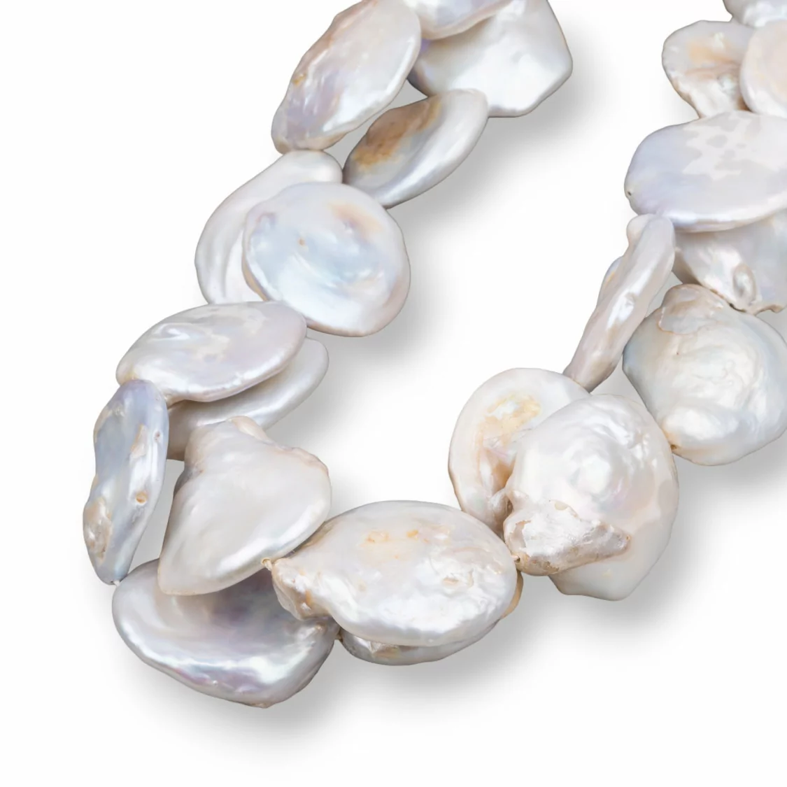 Perle Di Fiume Barocche Tonde Piatte Bianco (AEJ) 60-70gr-PERLE SCARAMAZZE PIATTE | Worldofjewel.com