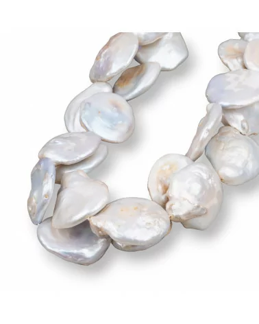 Perle Di Fiume Barocche Tonde Piatte Bianco (AEJ) 60-70gr-PERLE SCARAMAZZE PIATTE | Worldofjewel.com