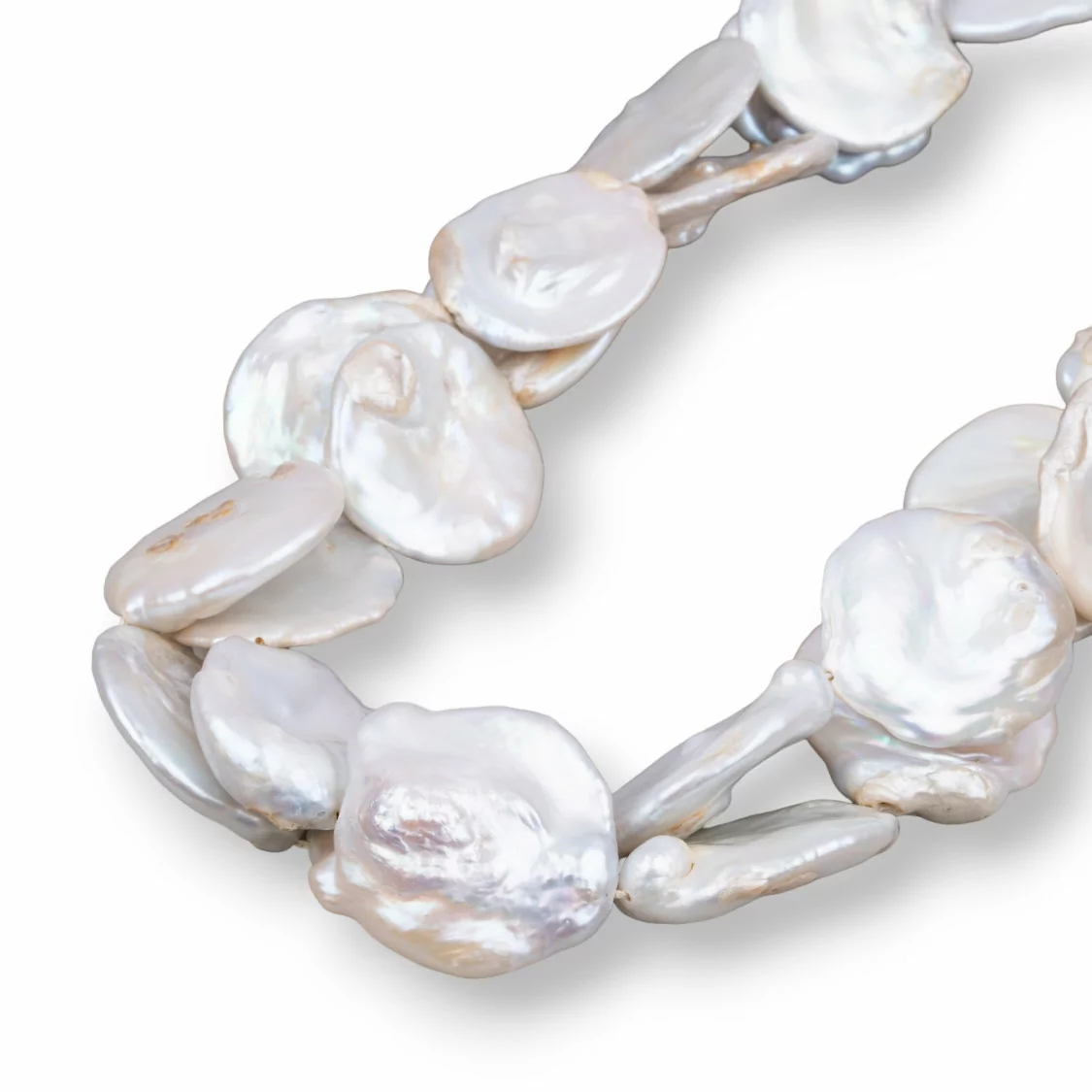 Perle Di Fiume Barocche Tonde Piatte Bianco (AEJ) 70-80gr-PERLE SCARAMAZZE PIATTE | Worldofjewel.com