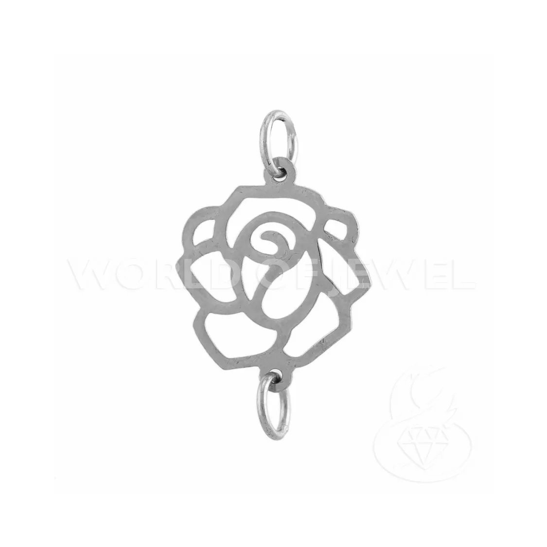 Componente Connettore Di Argento 925 Piastra Rosa 19x23mm 8pz Rodiato-CONNETTORI LISCI | Worldofjewel.com