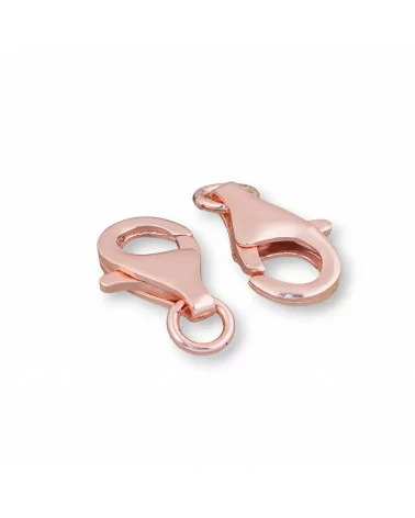 Chiusura Di Argento 925 Moschettone 13mm A Pesciolino 10pz Oro Rosa-CHIUSURE DI ARGENTO | Worldofjewel.com