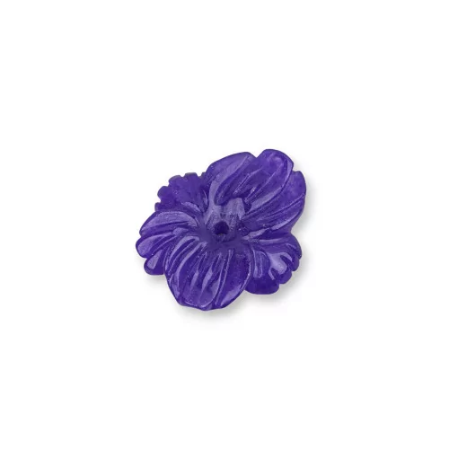 Componente Di Giada Burma Inciso Piastra 1pz Fiore 35x30mm Viola-COMPONENTI DI GIADA BURMA | Worldofjewel.com