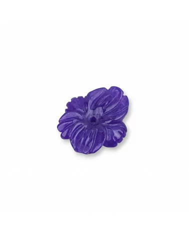 Componente Di Giada Burma Inciso Piastra 1pz Fiore 35x30mm Viola-COMPONENTI DI GIADA BURMA | Worldofjewel.com