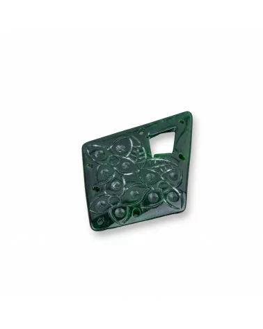 Componente Di Giada Burma Inciso Piastra 1pz Rombo 43x55mm Verde-COMPONENTI DI GIADA BURMA | Worldofjewel.com