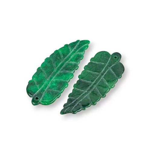 Componente Di Giada Burma Inciso Piastra 3pz Foglia 20x50mm Verde-COMPONENTI DI GIADA BURMA | Worldofjewel.com