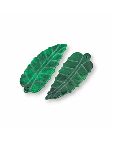 Componente Di Giada Burma Inciso Piastra 3pz Foglia 20x50mm Verde-COMPONENTI DI GIADA BURMA | Worldofjewel.com