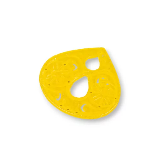 Componente Di Giada Burma Inciso Piastra 2pz Goccia 40x40mm Giallo-COMPONENTI DI GIADA BURMA | Worldofjewel.com