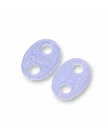 Componente Di Giada Burma Inciso Piastra 2pz Ovale Doppio Foro 25x36mm Lilla-COMPONENTI DI GIADA BURMA | Worldofjewel.com