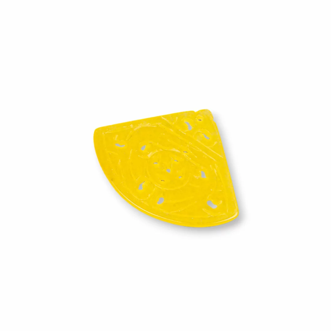 Componente Di Giada Burma Inciso Piastra 2pz Ventaglio 40x32mm Giallo-COMPONENTI DI GIADA BURMA | Worldofjewel.com