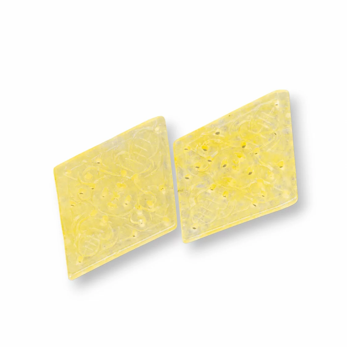 Componente Di Giada Burma Inciso Piastra 2pz Aquilone 30x48mm Giallo-COMPONENTI DI GIADA BURMA | Worldofjewel.com