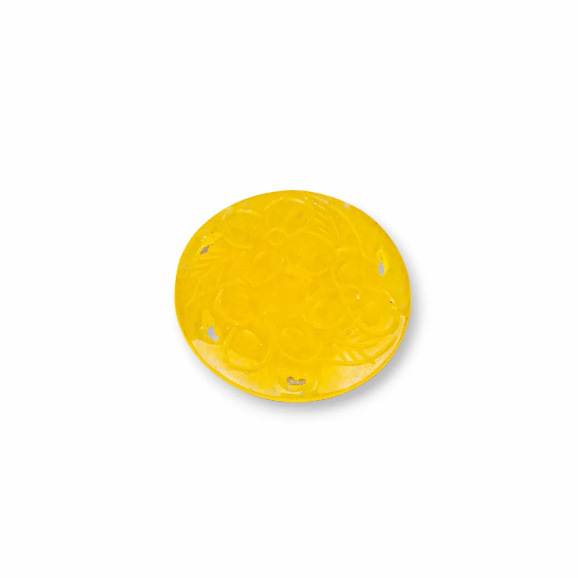 Componente Di Giada Burma Inciso Piastra 2pz Tondo 32mm Giallo-COMPONENTI DI GIADA BURMA | Worldofjewel.com