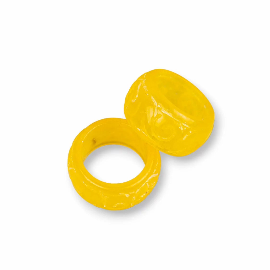 Componenti Di Giada Burma Incisa Anello 25x12mm 3pz Giallo-COMPONENTI DI GIADA BURMA | Worldofjewel.com