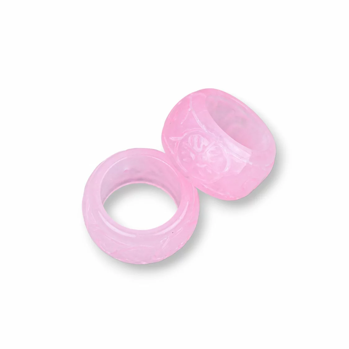 Componenti Di Giada Burma Incisa Anello 25x12mm 3pz Rosa-COMPONENTI DI GIADA BURMA | Worldofjewel.com