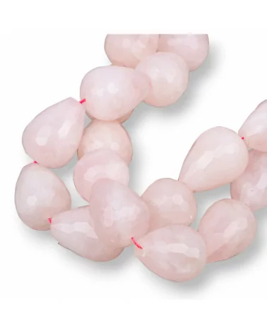 Quarzo Rosa Gocce Briolette Sfaccettate 18x25mm Milk-QUARZO ROSA | Worldofjewel.com