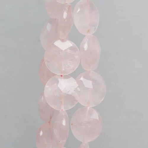 Quarzo Rosa Tondo Piatto Sfaccettato 25mm 12pz Chiaro-QUARZO ROSA | Worldofjewel.com