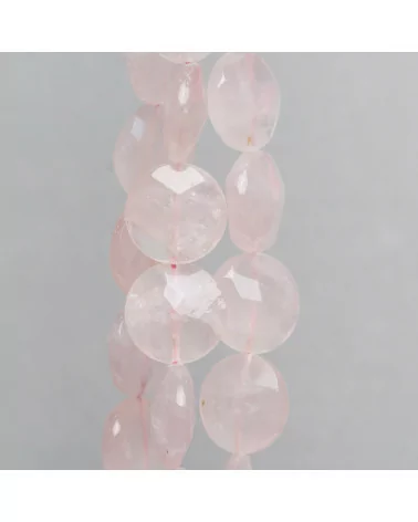 Quarzo Rosa Tondo Piatto Sfaccettato 25mm 12pz Chiaro-QUARZO ROSA | Worldofjewel.com