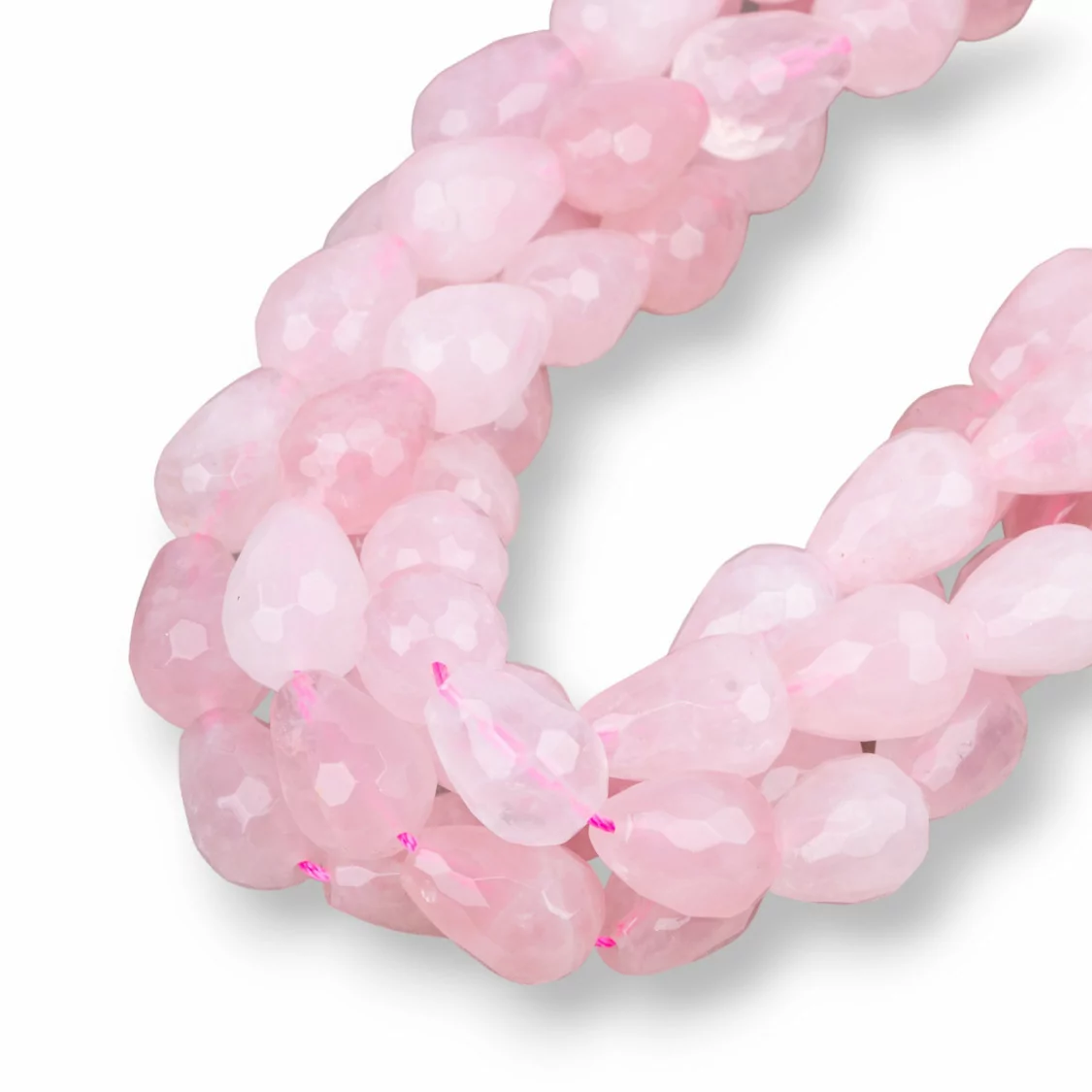 Quarzo Rosa Gocce Briolette Sfaccettate 13x18mm-QUARZO ROSA | Worldofjewel.com