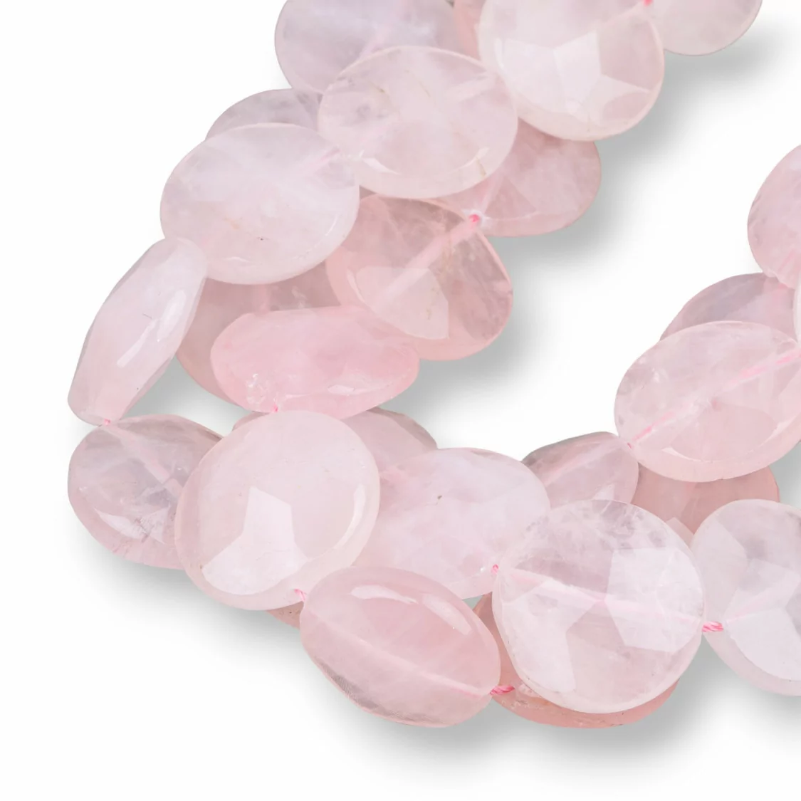 Quarzo Rosa Tondo Piatto Sfaccettato 30mm 10pz Chiaro-QUARZO ROSA | Worldofjewel.com