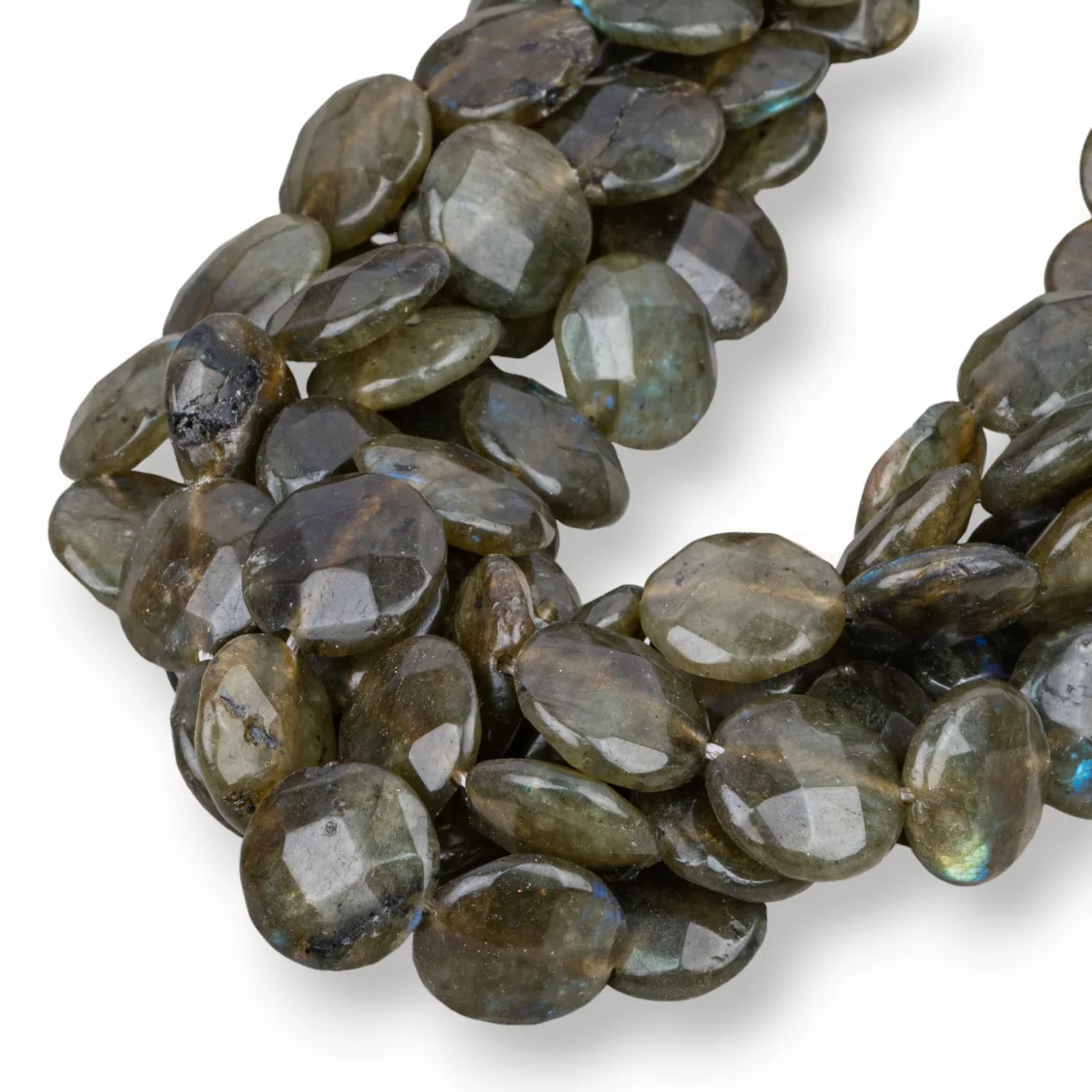 Labradorite Verde Grezzo Tondo Piatto Sfaccettato 15mm-LABRADORITE VERDE | Worldofjewel.com