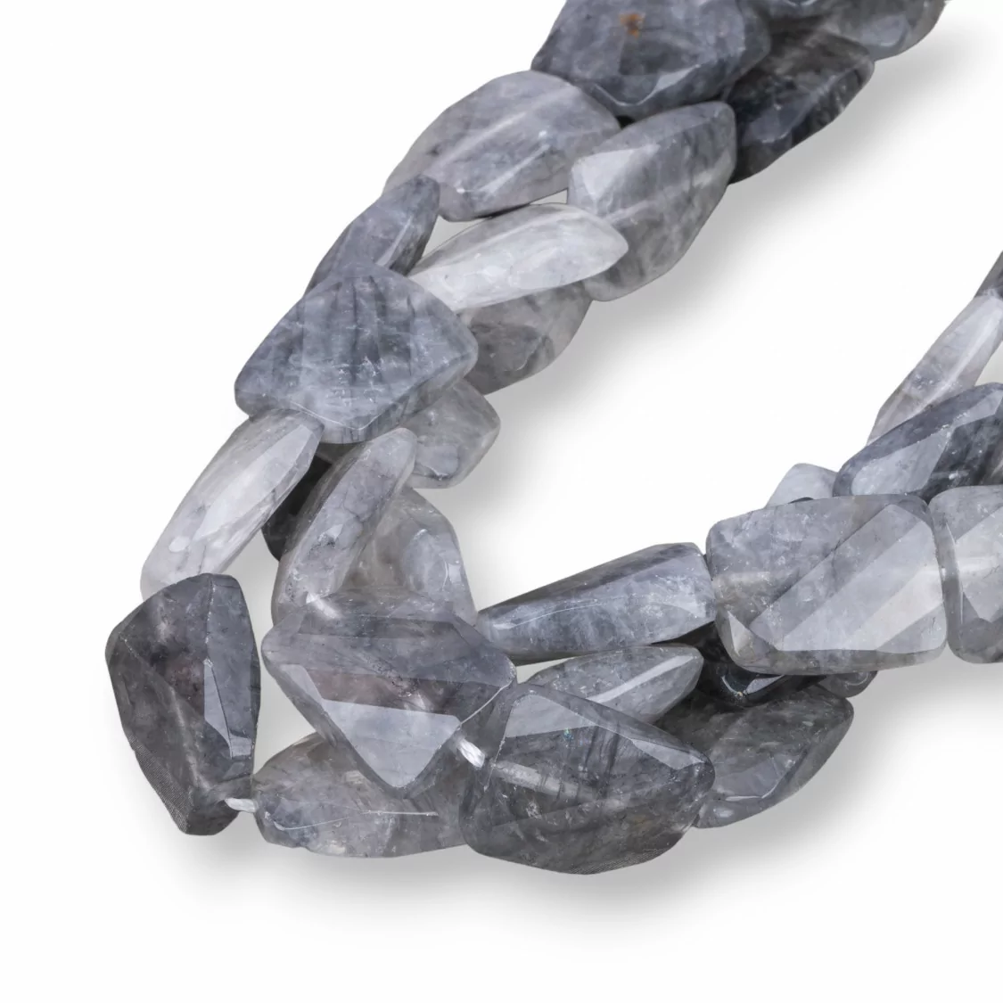 Quarzo Grigio Rettangolo Piatto Twist Sfaccettato 15x20mm-QUARZO GRIGIO | Worldofjewel.com