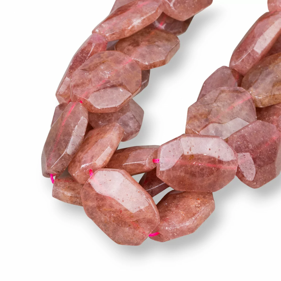 Strawberry Quartz - Quarzo Fragola Sasso Piatto Sfaccettato 20x30mm Rosso-QUARZO FRAGOLA | Worldofjewel.com