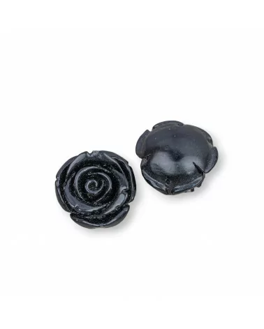 Componenti Di Resina Assortita Fiori 20mm 7pz Nero-COMPONENTI DI RESINA | Worldofjewel.com