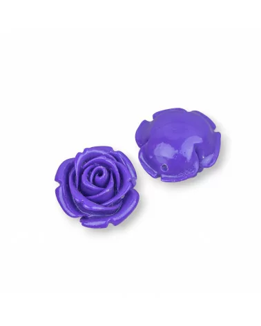 Componenti Di Resina Assortita Fiori 20mm 7pz Viola-COMPONENTI DI RESINA | Worldofjewel.com