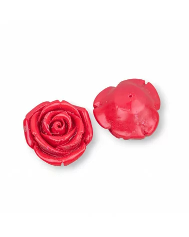 Componenti Di Resina Assortita Fiori 25mm 5pz Rosso-COMPONENTI DI RESINA | Worldofjewel.com