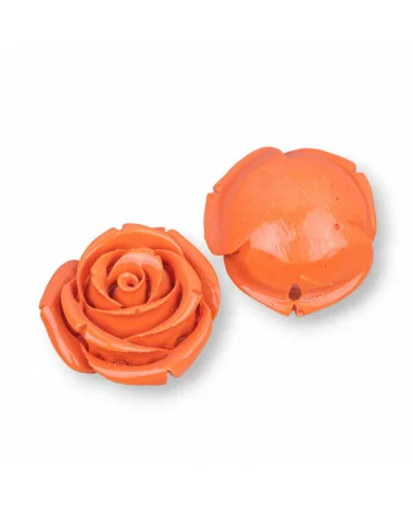 Componenti Di Resina Assortita Fiori 28mm 4pz Arancio-COMPONENTI DI RESINA | Worldofjewel.com