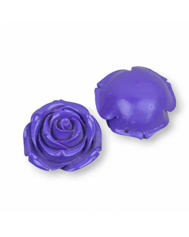 Componenti Di Resina Assortita Fiori 28mm 4pz Viola-COMPONENTI DI RESINA | Worldofjewel.com